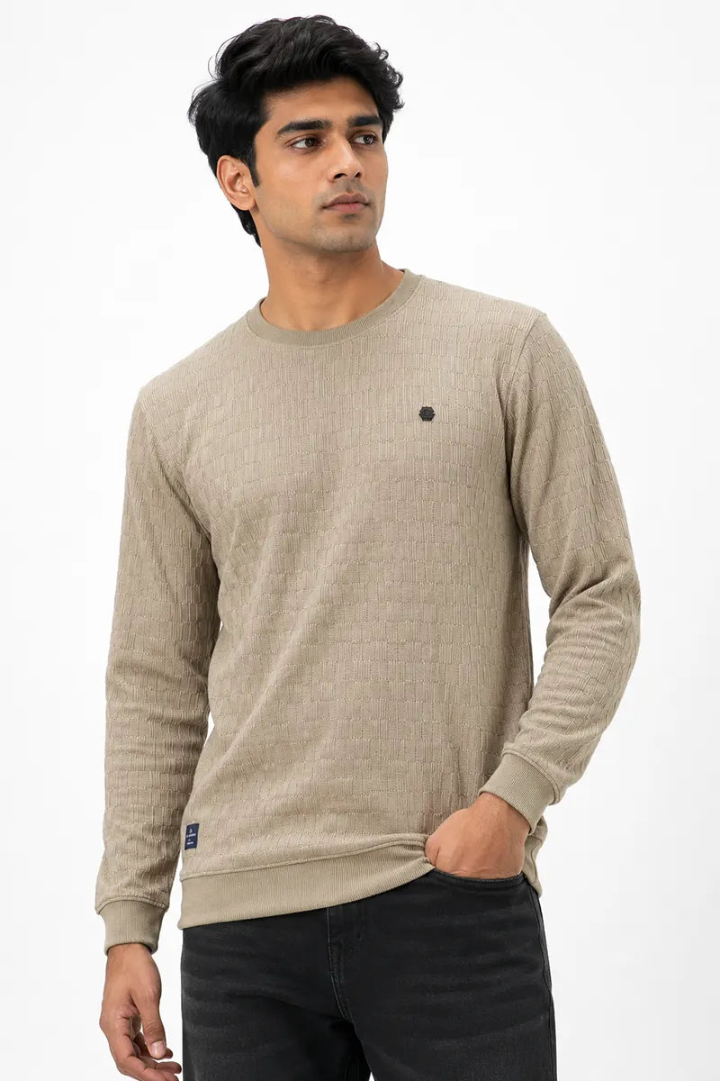 Cotton Blend Self Design Sweatshirts for Men