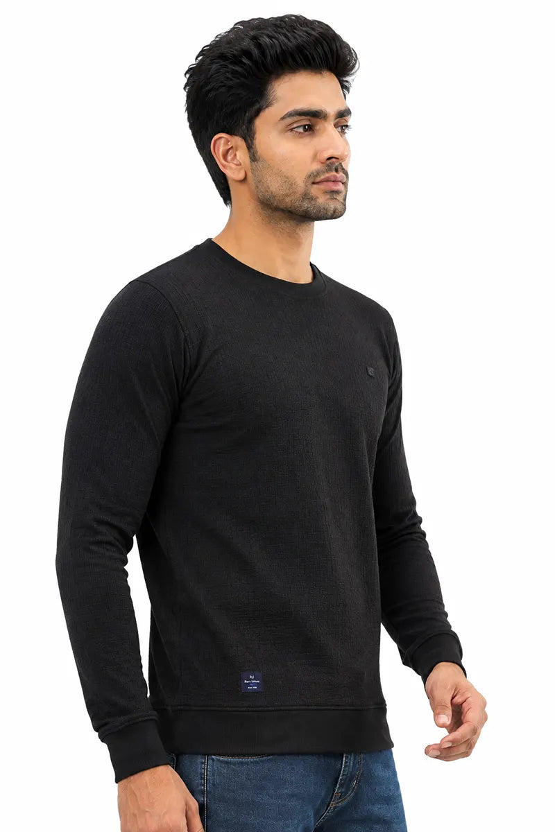 Cotton Blend Self Design Sweatshirts for Men