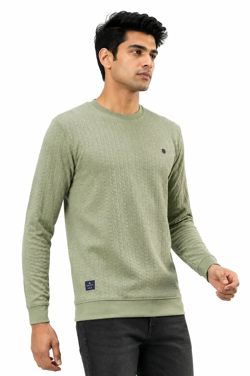 Cotton Blend Self Design Sweatshirts for Men