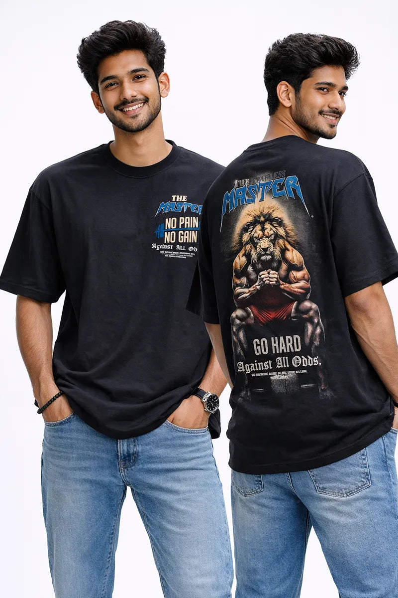 Printed Drop Shoulder T-shirt for Men - 2kboys - Black