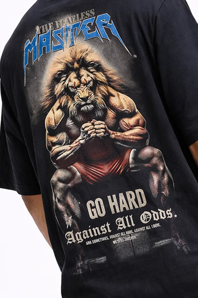 Printed Drop Shoulder T-shirt for Men - 2kboys - Black