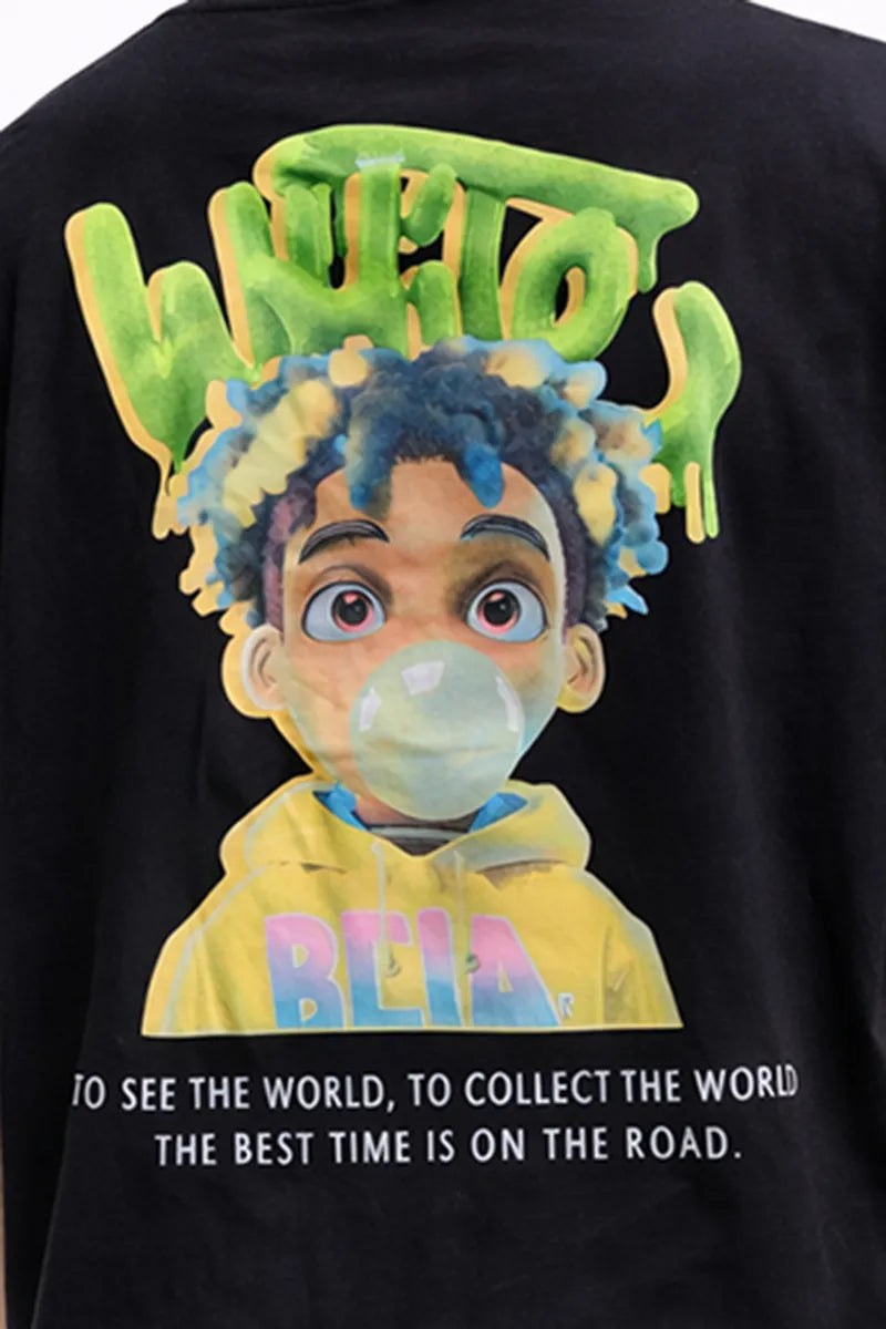 Men's Printed Drop Shoulder T-shirt - 2kboys (Style men028303) - Black