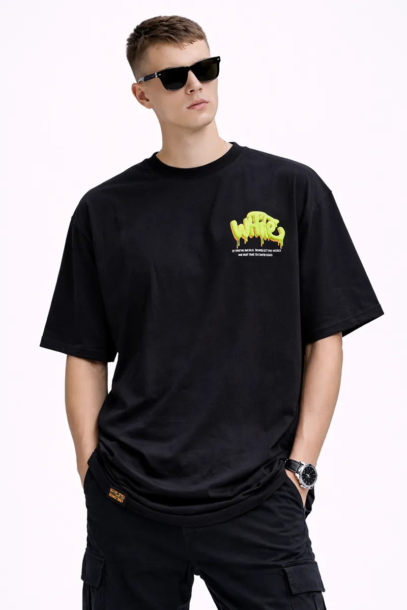 Men's Printed Drop Shoulder T-shirt - 2kboys (Style men028303) - Black
