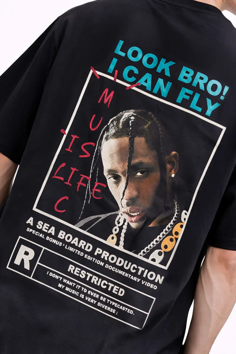 Cotton Printed T-shirt for Men - Black