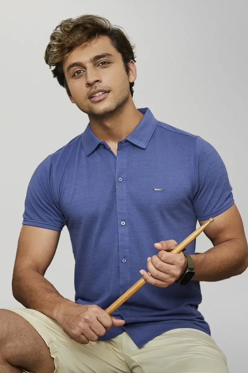 Cotton Blend Self designed Casual Shirt for Men
