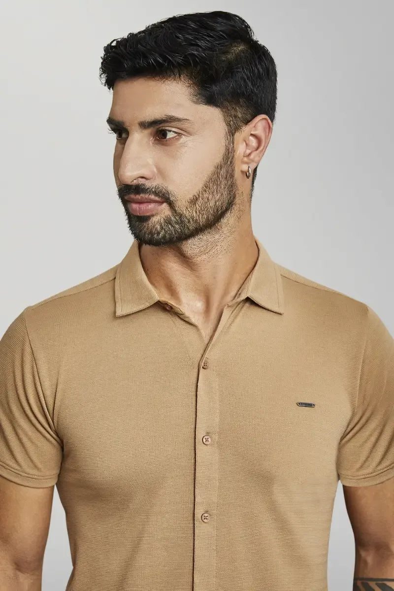 Cotton Blend Self designed Casual Shirt for Men