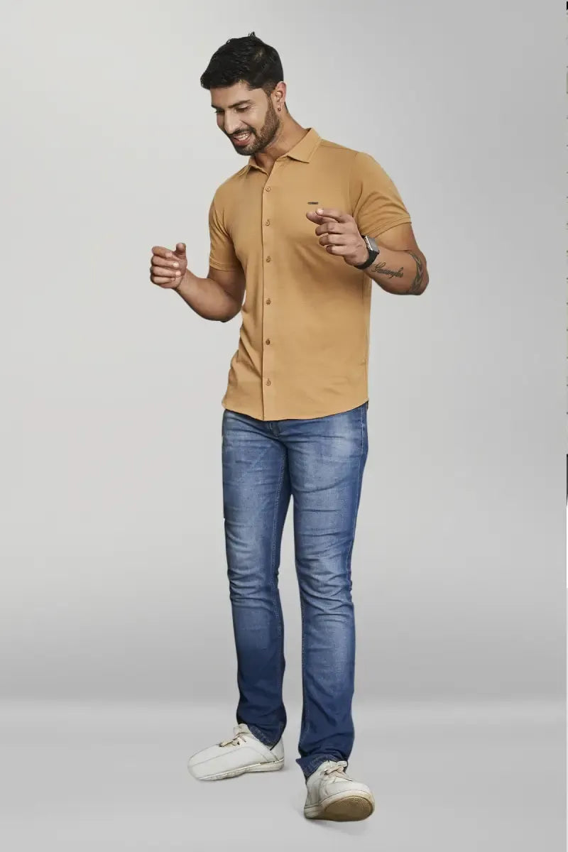 Cotton Blend Self designed Casual Shirt for Men
