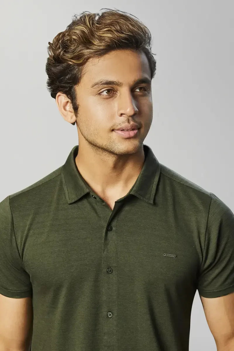 Cotton Blend Self designed Casual Shirt for Men