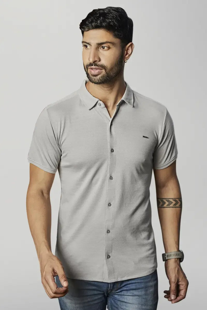 Cotton Blend Self designed Casual Shirt for Men