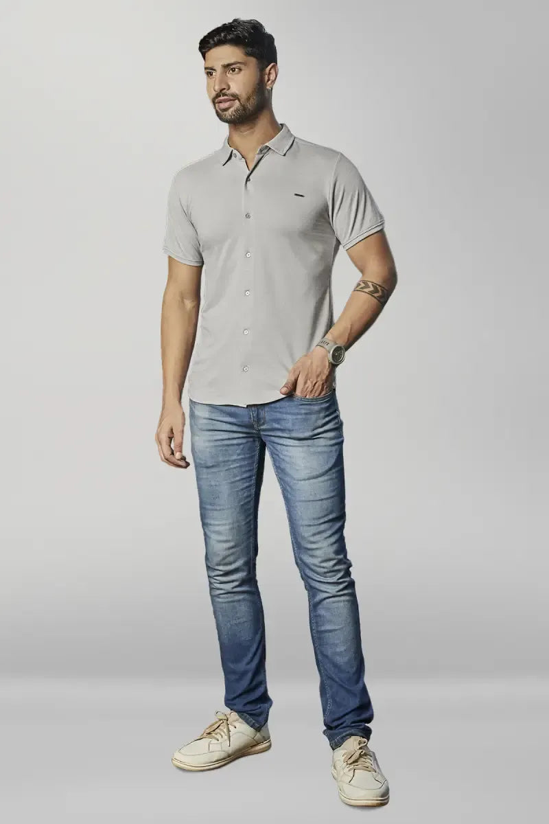 Cotton Blend Self designed Casual Shirt for Men