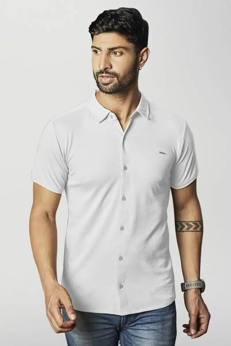 Cotton Blend Self designed Casual Shirt for Men