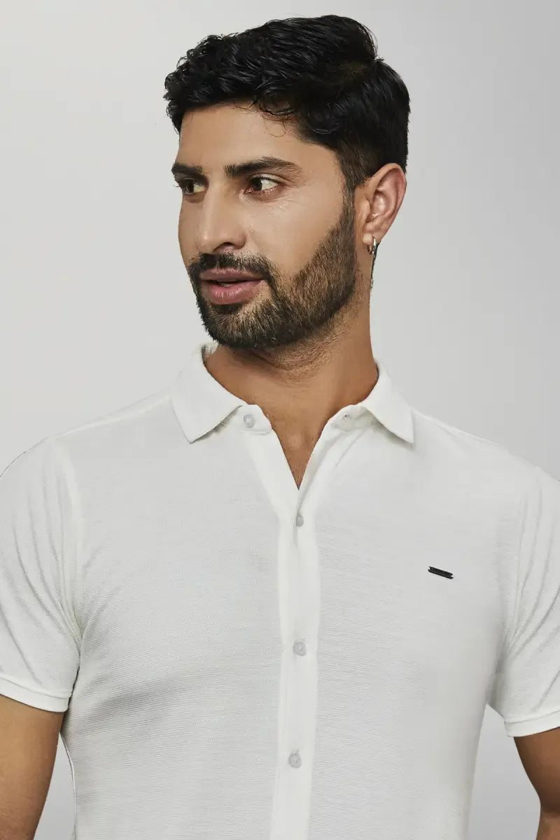 Cotton Blend Self designed Casual Shirt for Men