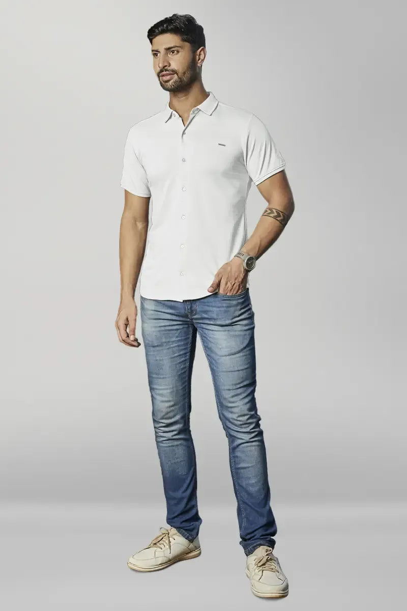 Cotton Blend Self designed Casual Shirt for Men