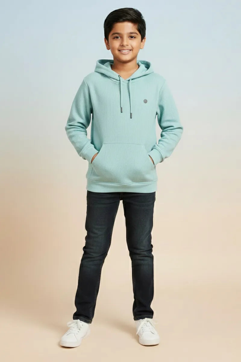 Self Design Full Sleeve Hoodie for Boys - Blue - View 2