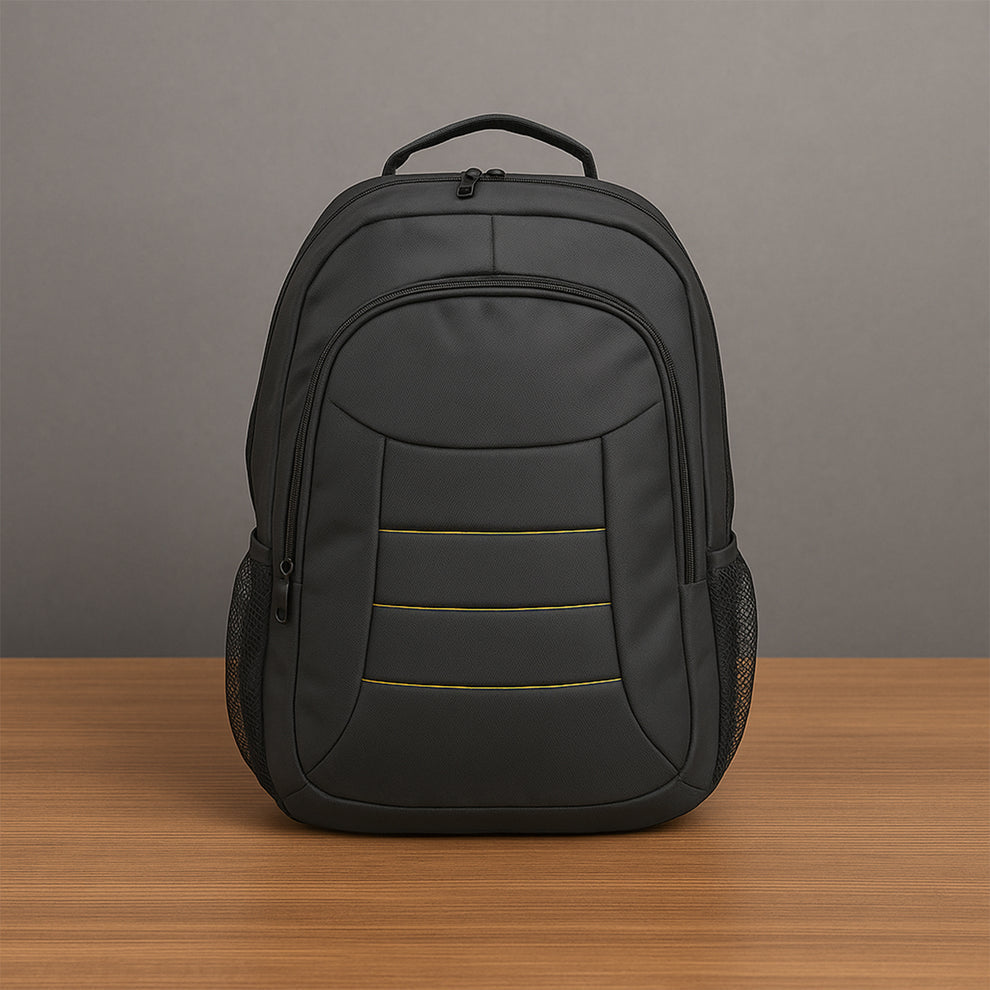 Polyester Black Laptop Bag – Lightweight, Water-Resistant, Multi-Compartment Office Backpack