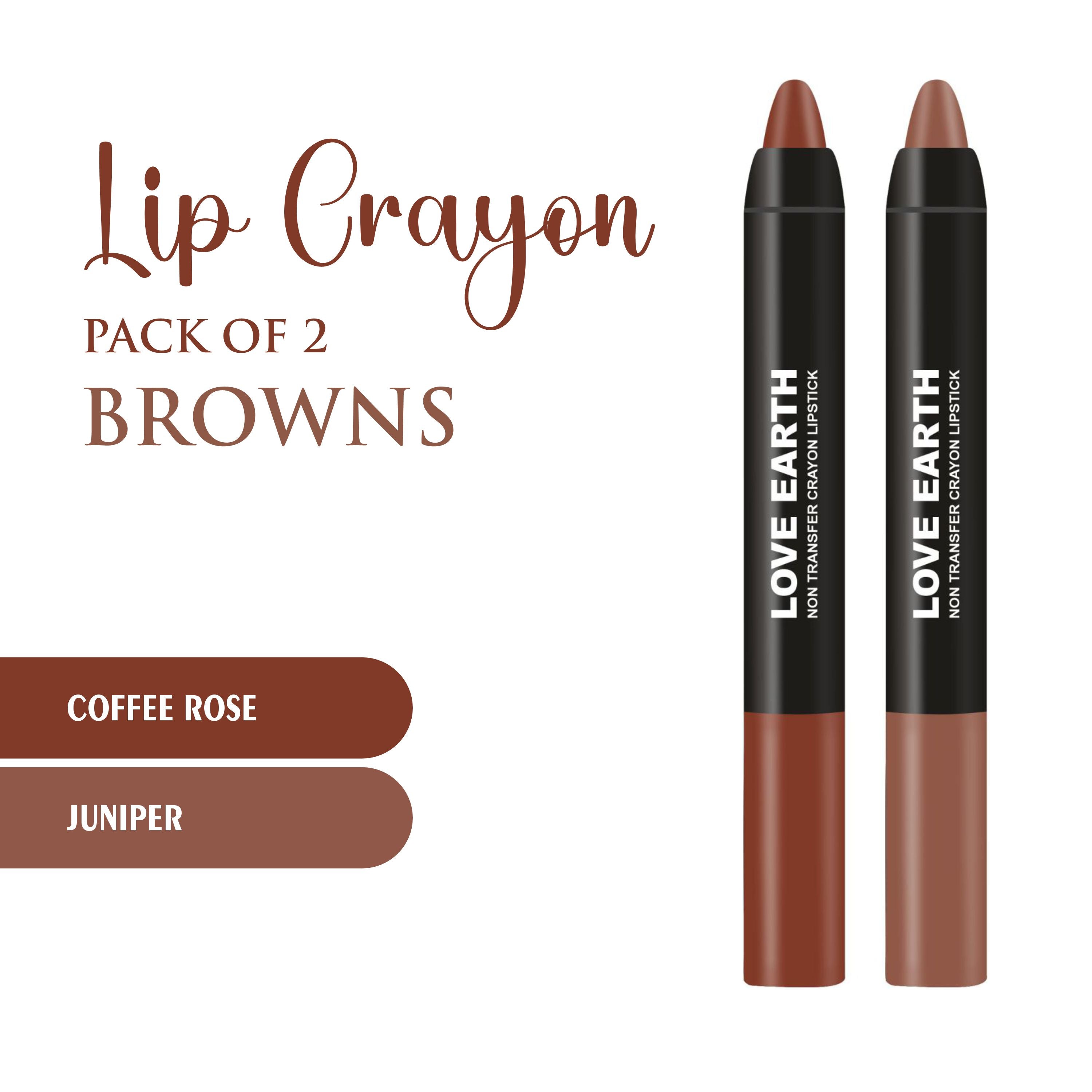 Love Earth Lip Crayon Non-Transfer Lipstick Browns - Pack Of 2