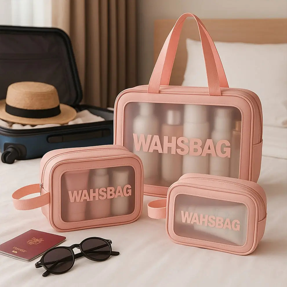 Set of 3 Cosmetic Pouches – Travel Makeup & Toiletry Bags HP DD