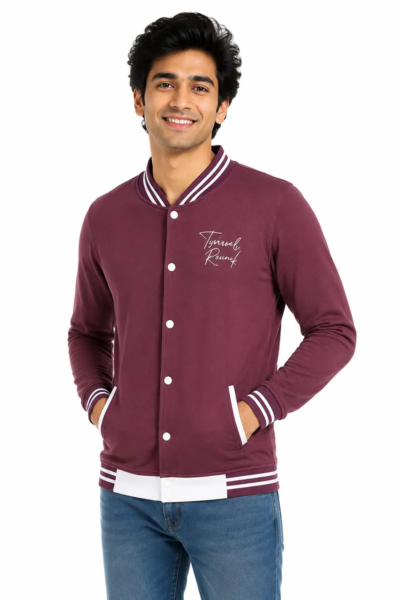 Men's Cotton Casual Self Designed Jacket