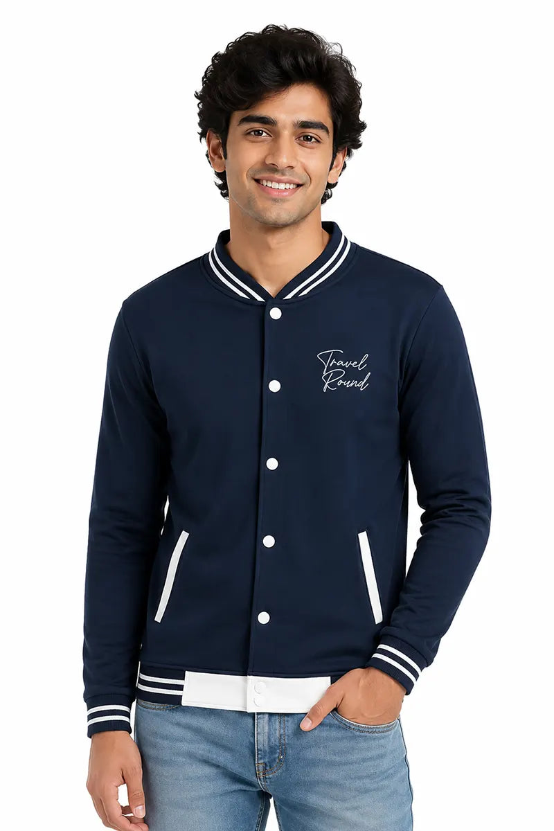 Men's Cotton Casual Self Designed Jacket