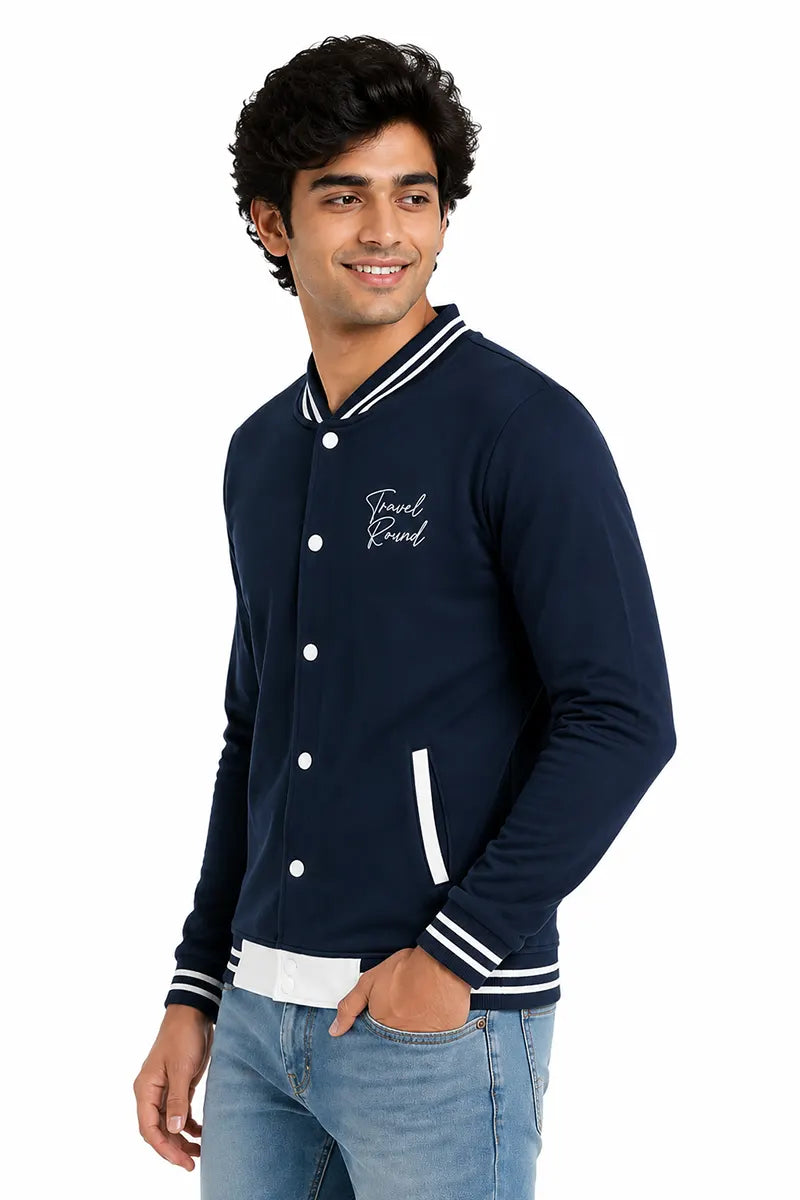 Men's Cotton Casual Self Designed Jacket