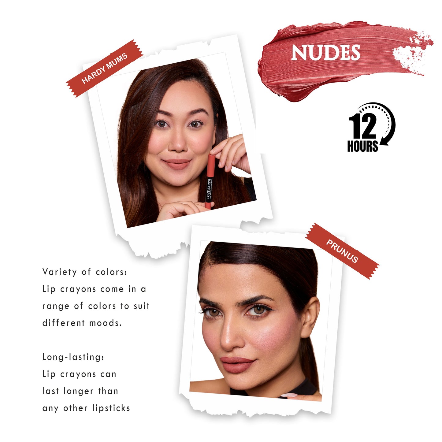 Love Earth Lip Crayon Non-Transfer Lipstick Nudes - Pack Of 2