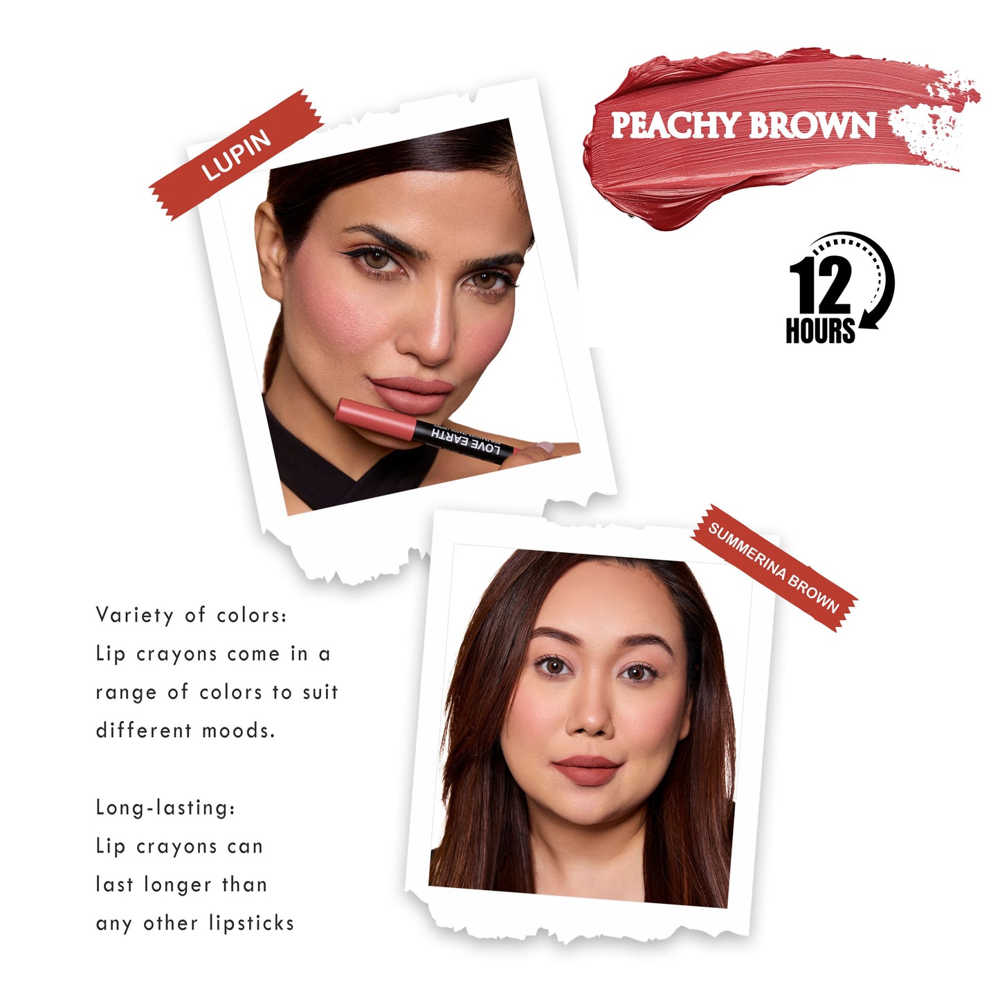 Love Earth Lip Crayon Non-Transfer Lipstick Peachy Brown - Pack Of 2