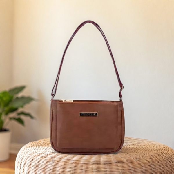 Classic Brown PU Leather Sling Bag – Everyday Chic (Brown)