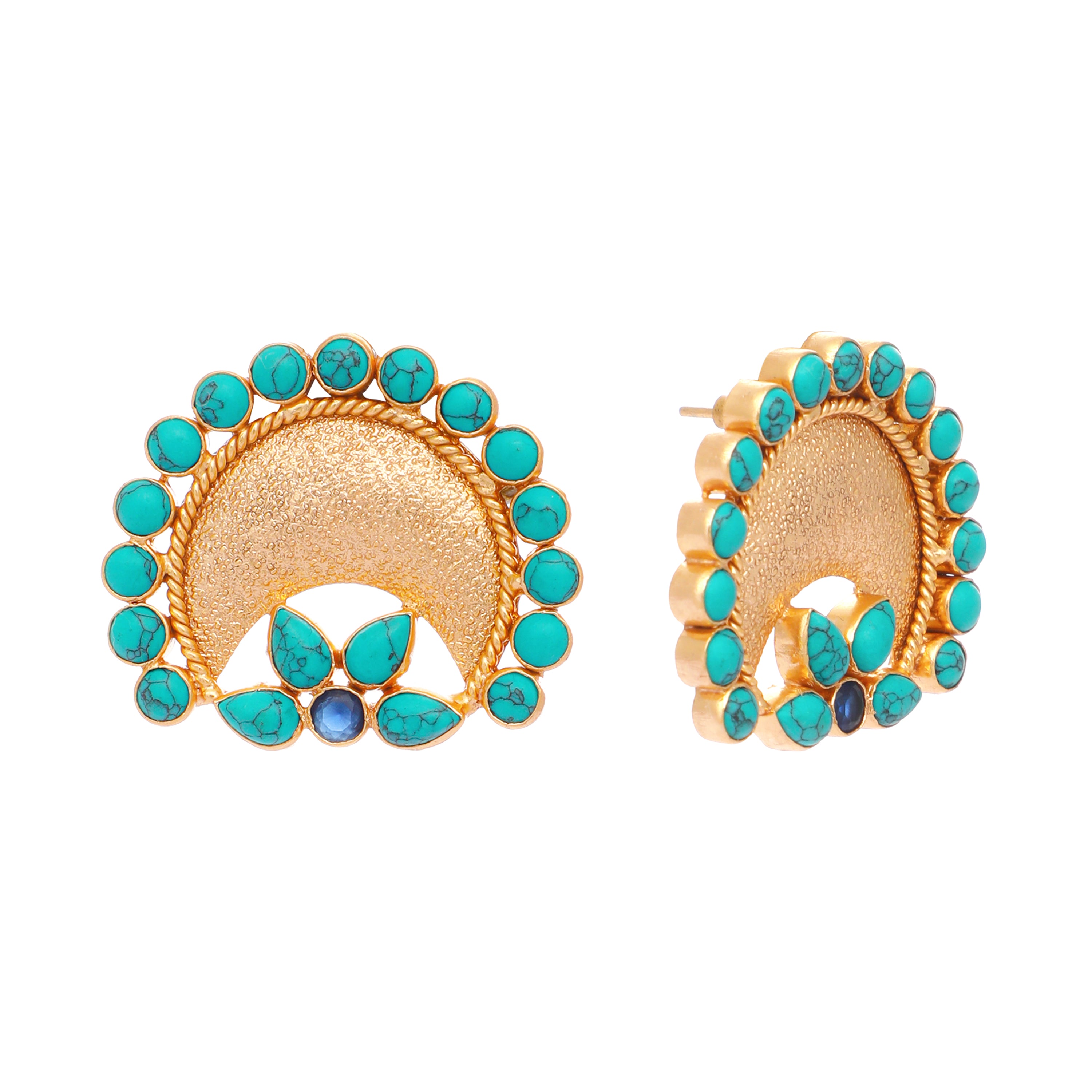 Turquoise Chand Stud Earrings