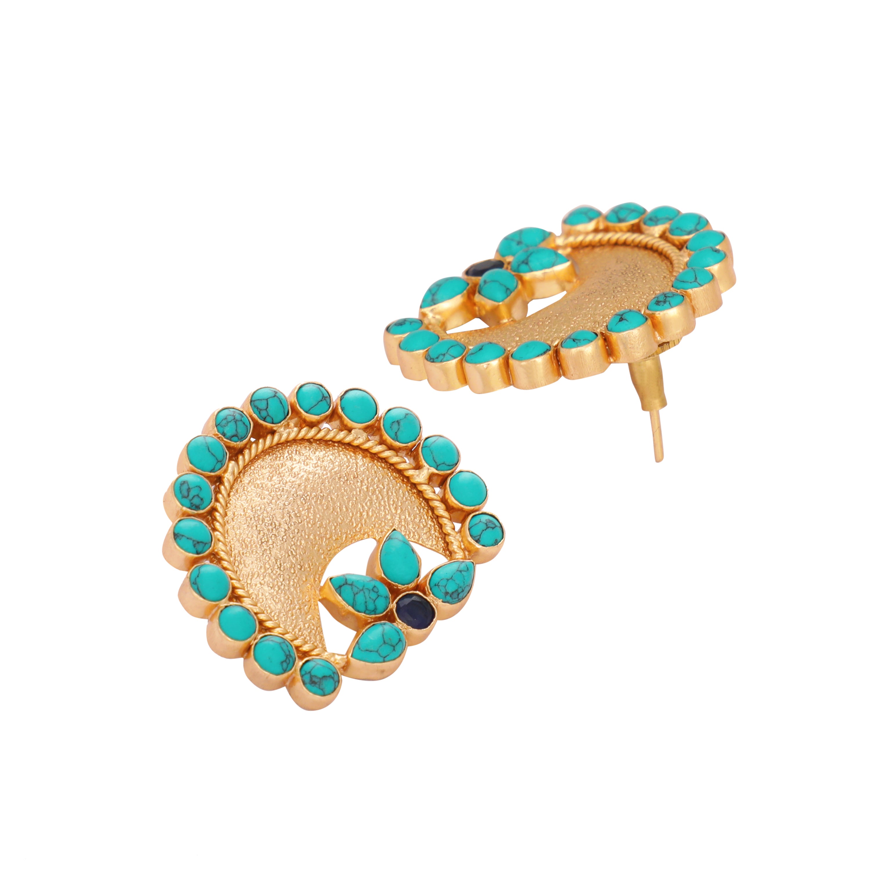 Turquoise Chand Stud Earrings