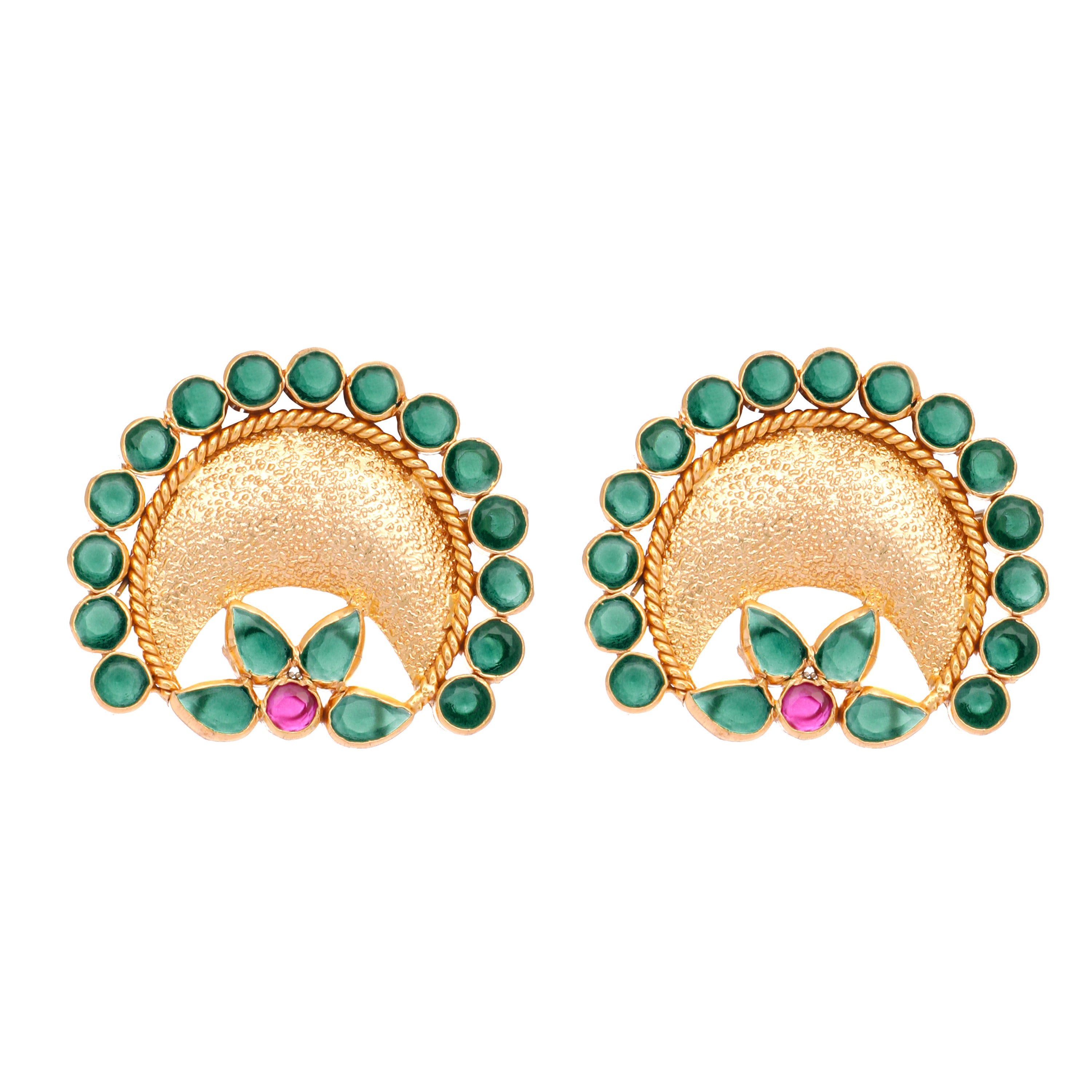 22K Gold Plated Faux Emerald Statement Studs