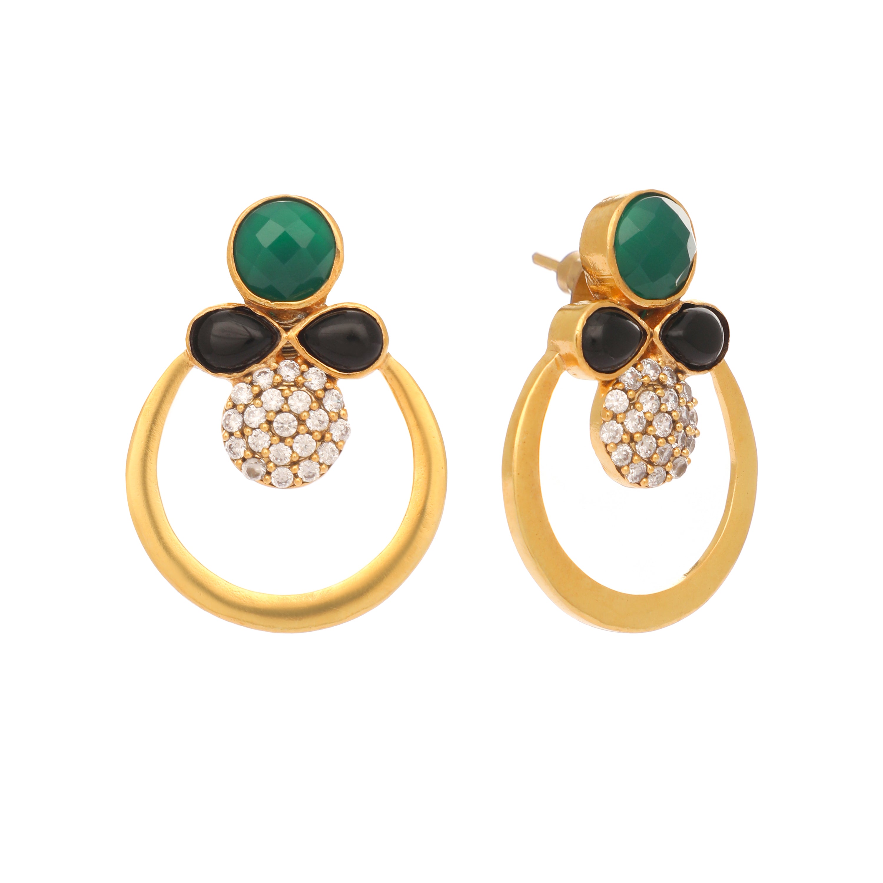 22K Gold Plated Cubic Zirconia Contemporary Earrings