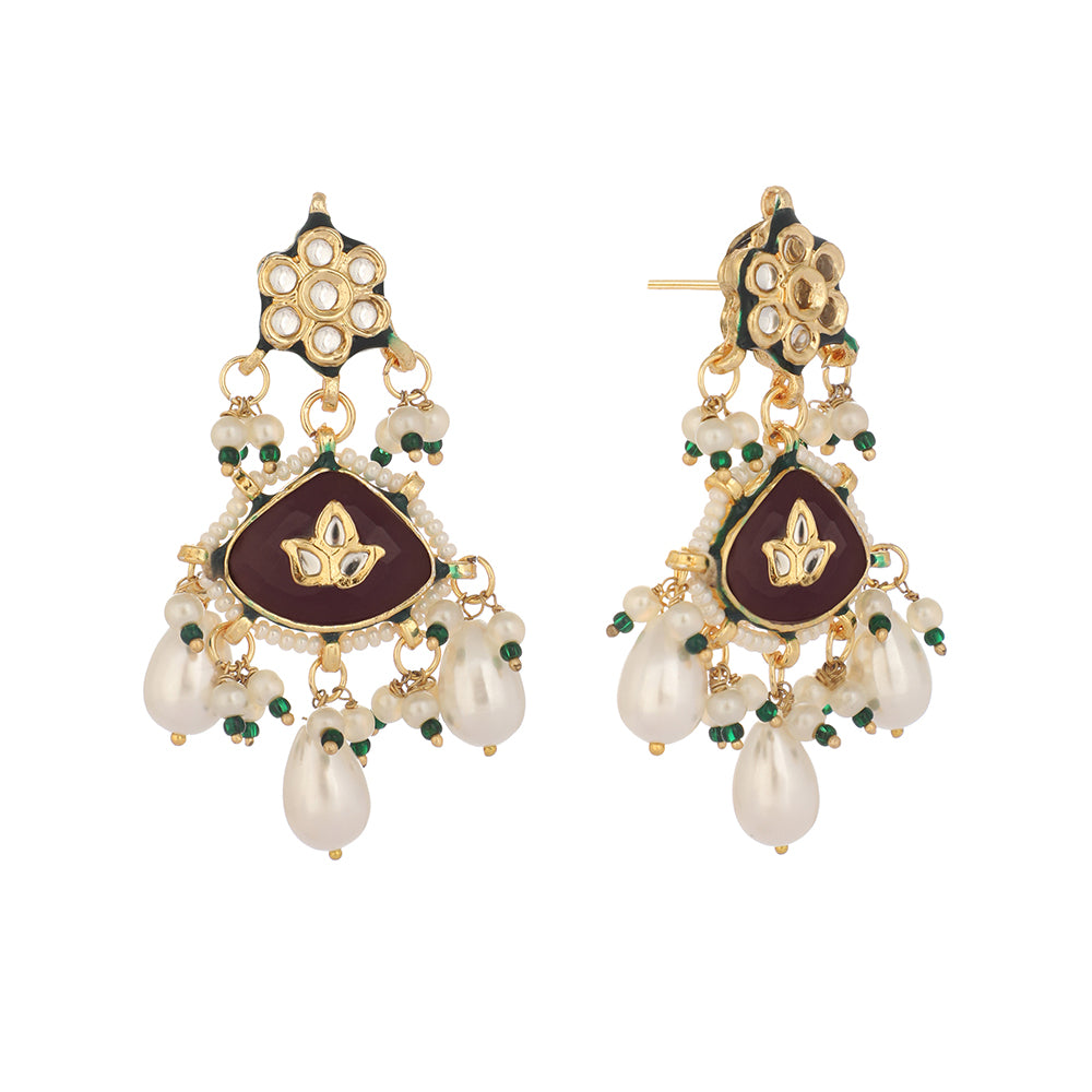 22K Gold Plated Ruby Grace Maang Tikka & Earrings Set