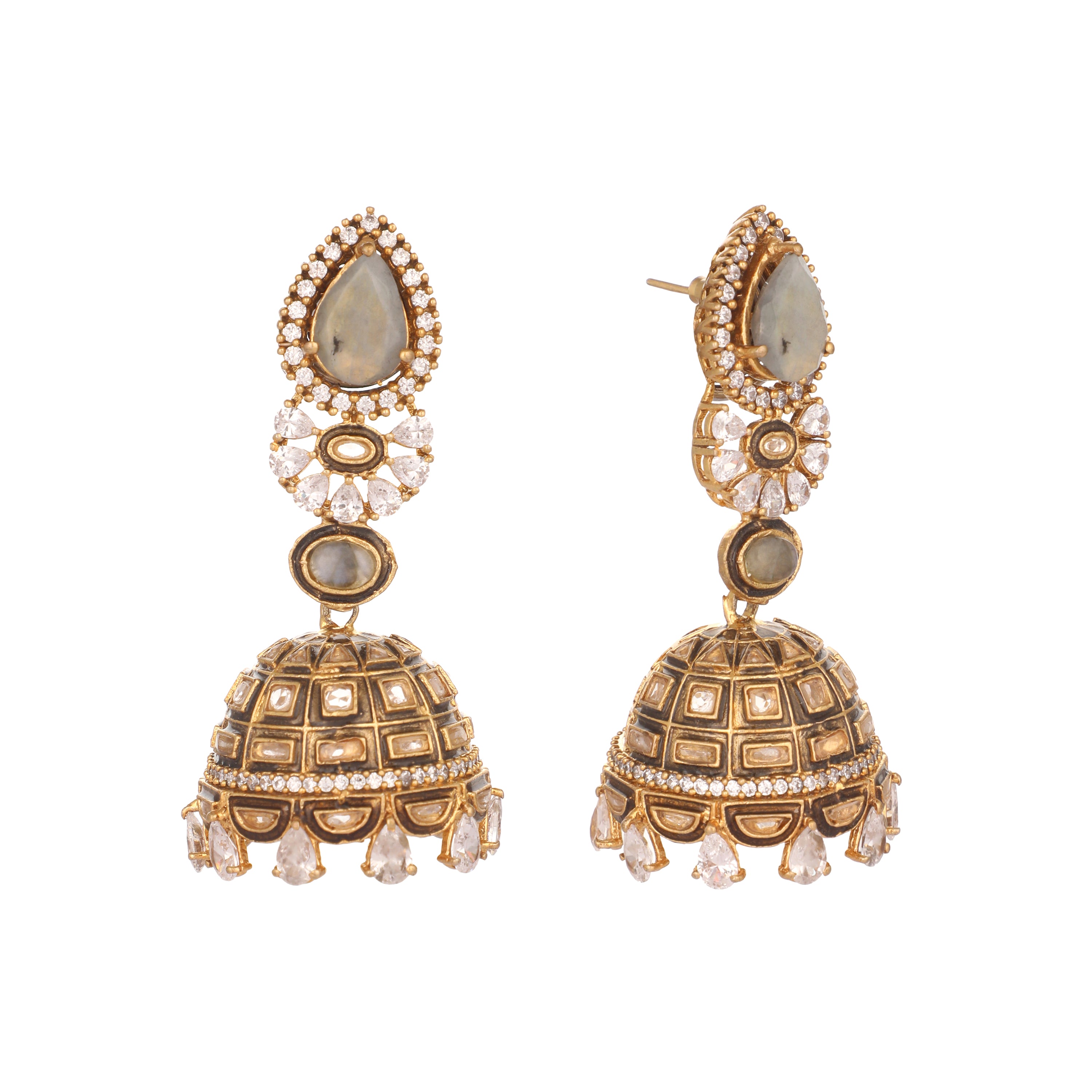 22K Gold Plated Aureate Swirl Jhumki Earrings