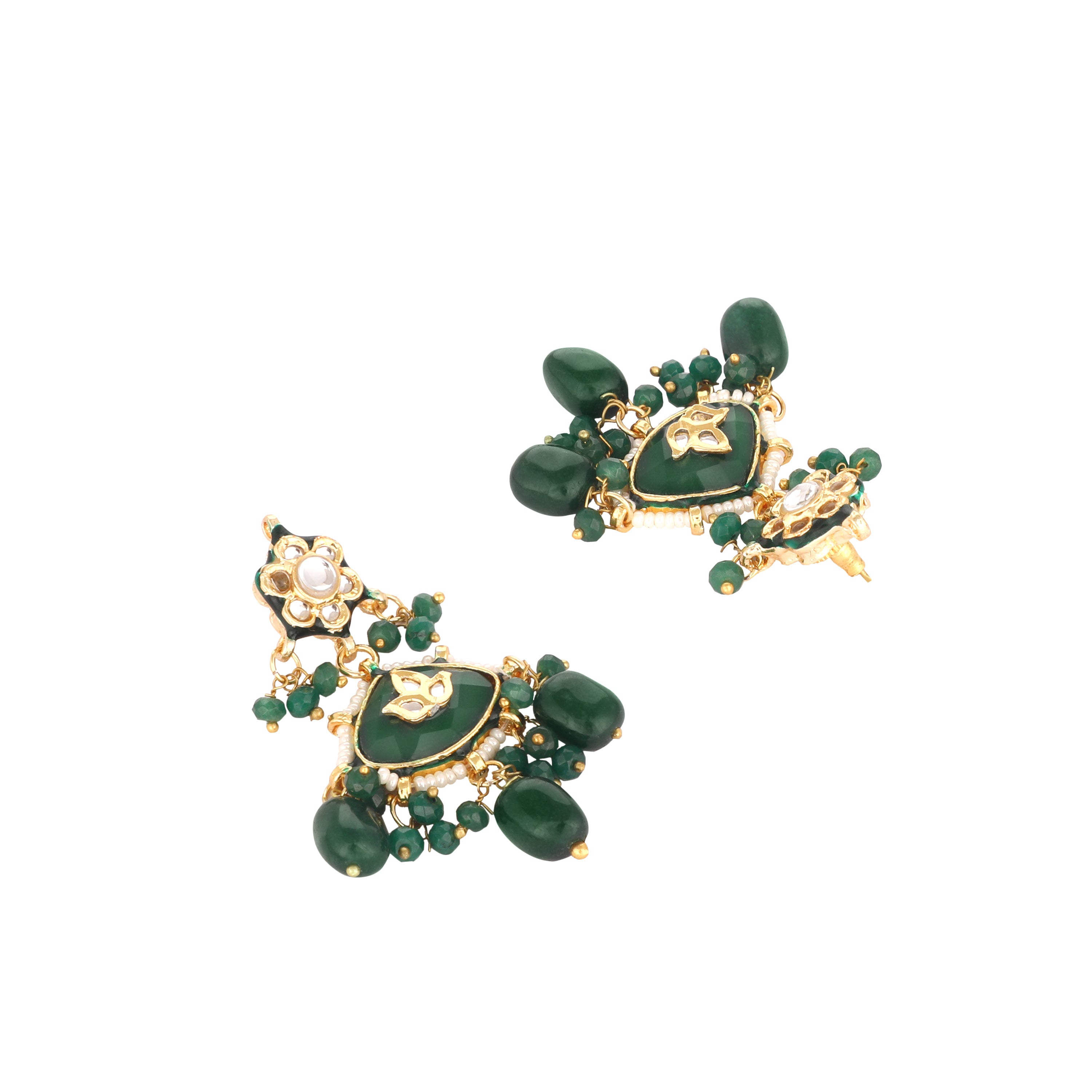 22K Gold Plated Emerald Dangler and Maangtika set