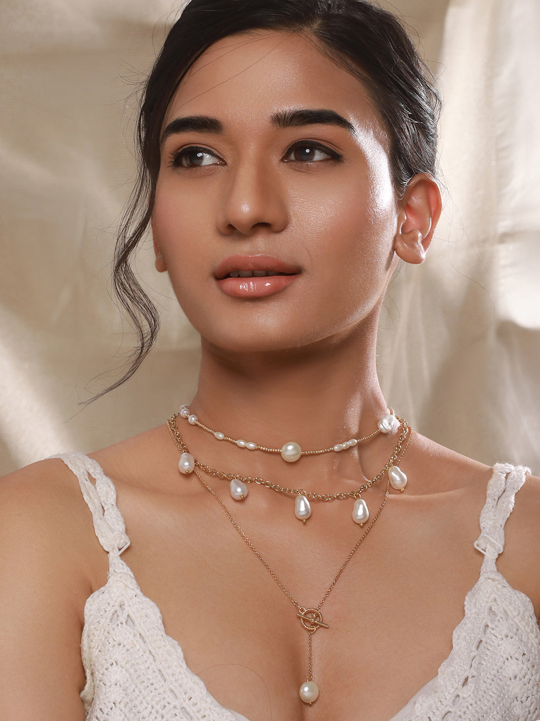 Elegant Multi-Layer Pearl & Chain Necklace – Jazz and Sizzle