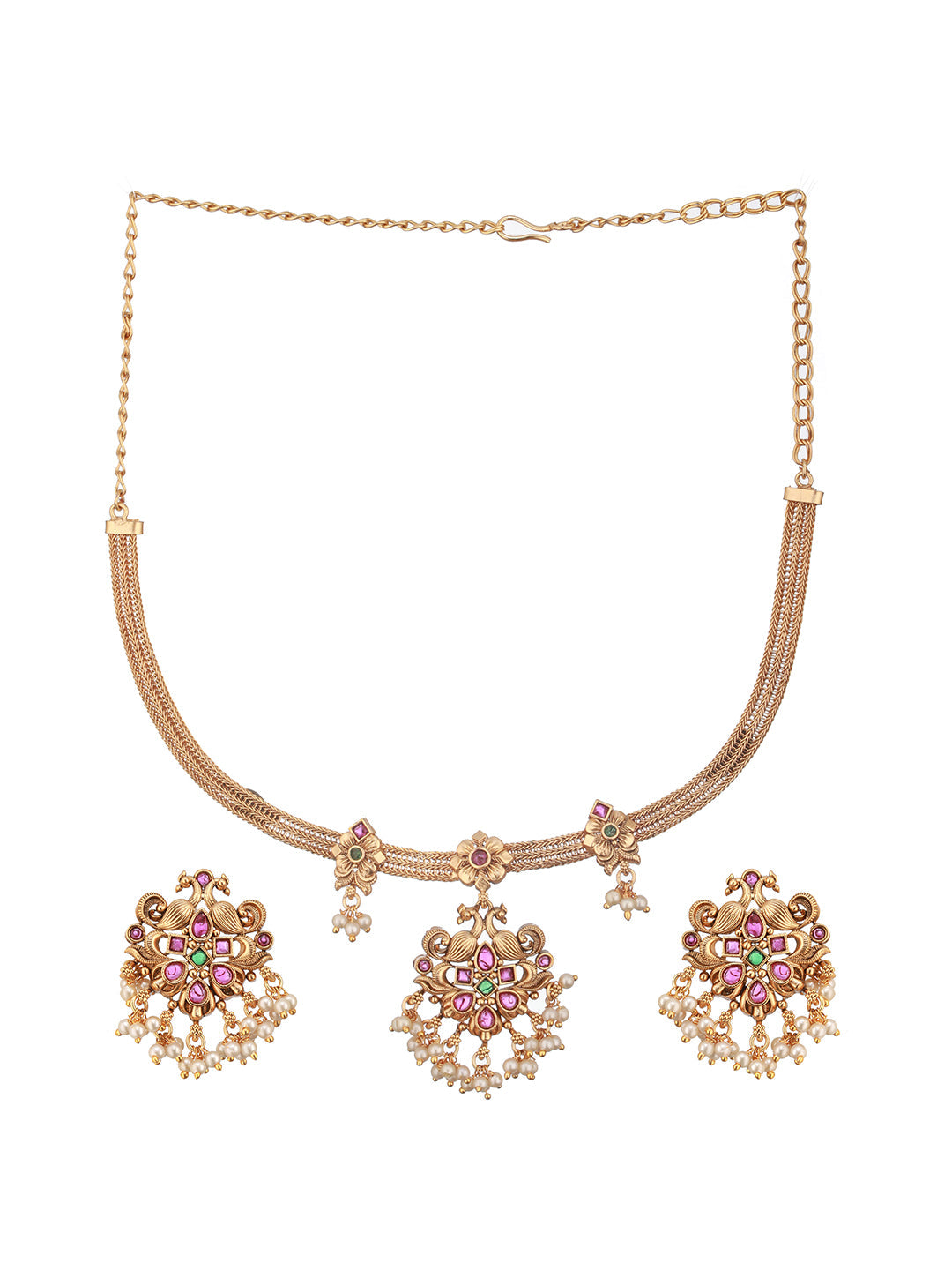 Jazz And Sizzle 22 K Gold-Plated Kundan & Beads Studded Jewelry Set