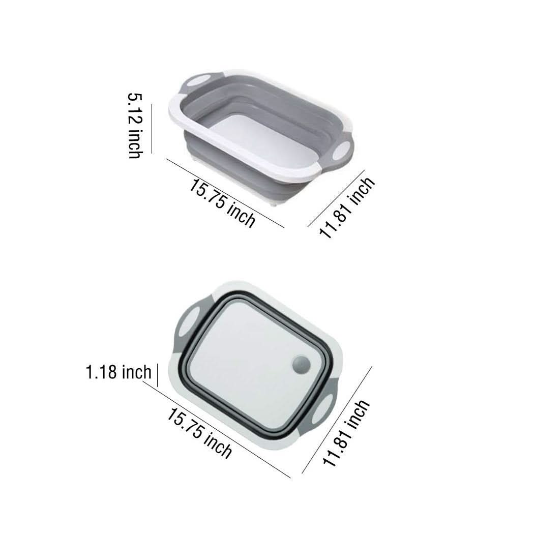 Foldable Chopping Board Dish Rack Washing Bowl Draining Basket (3 in 1) HP DD