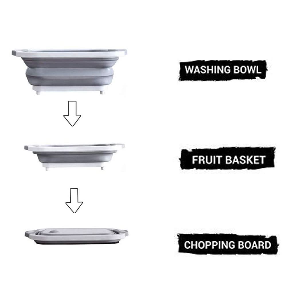 Foldable Chopping Board Dish Rack Washing Bowl Draining Basket (3 in 1)