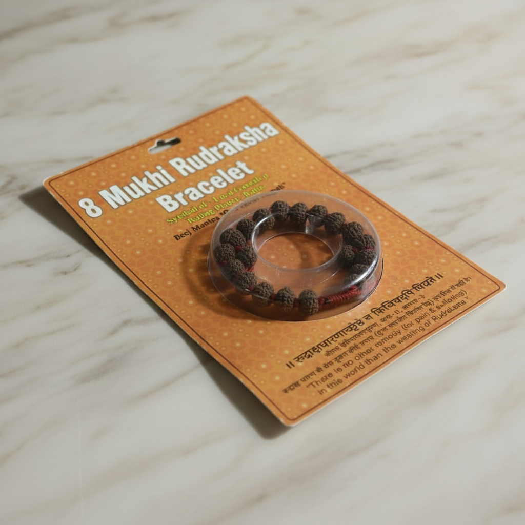 8 Mukhi Rudraksha Bracelet – Sacred Beaded Bracelet for Success, Obstacle Removal & Positive Energy