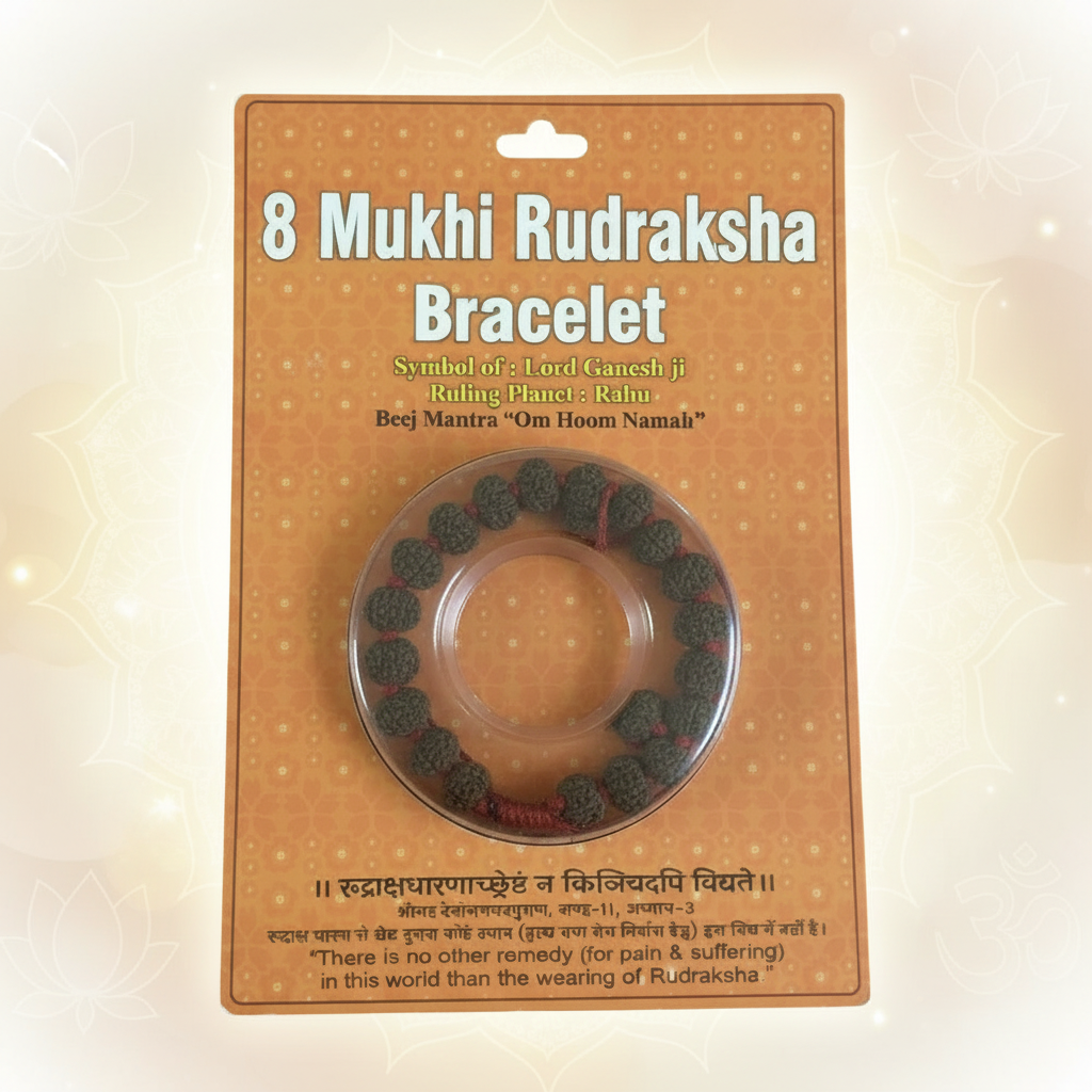 8 Mukhi Rudraksha Bracelet – Sacred Beaded Bracelet for Success, Obstacle Removal & Positive Energy