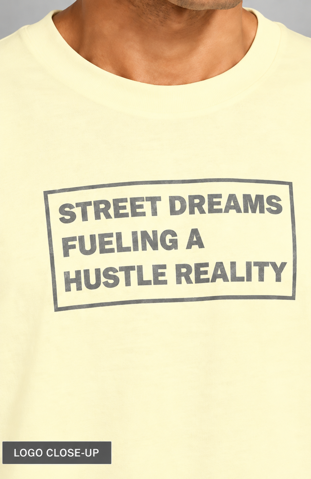 HUSTLE Essentials Oversized Graphic T-Shirt for Men | Off White | Street Dreams Print