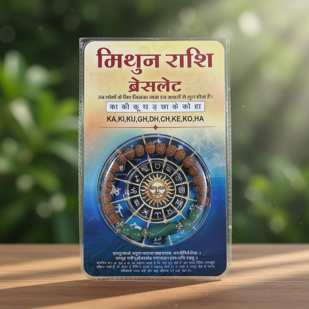 Gemini Rashi Rudraksha Bracelet (Mithuna Rashi-మిథున రాశి) – Communication, Intelligence & Positive Energy Band