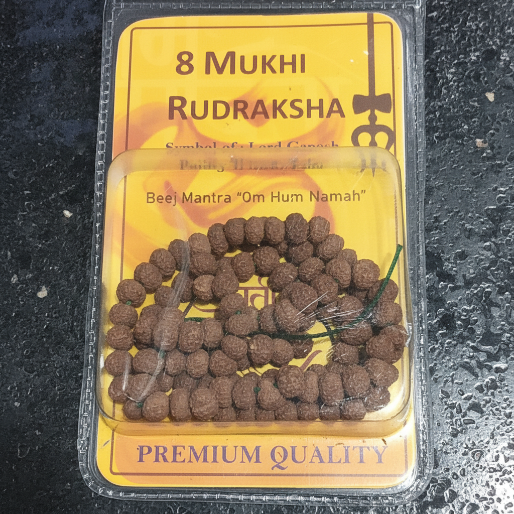 8 Mukhi Rudraksha Mala – Ganesh Blessing Spiritual Prayer Beads