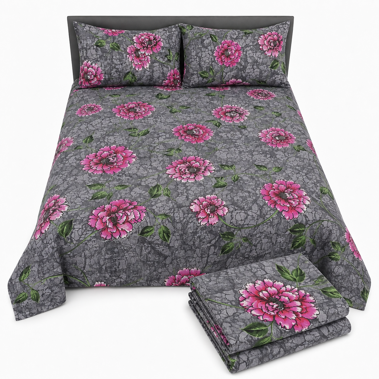 Royal Double Bedsheet Set, Double Bed Bedsheet with 2 Pillow Covers, 220 x 240 cm Bedsheet Set