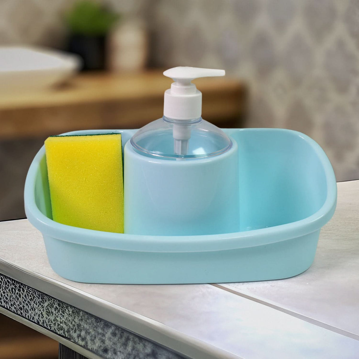 3 In 1 Hand Wash Liquid Soap Dispenser With Sponge Holder (1 Set) HP DD