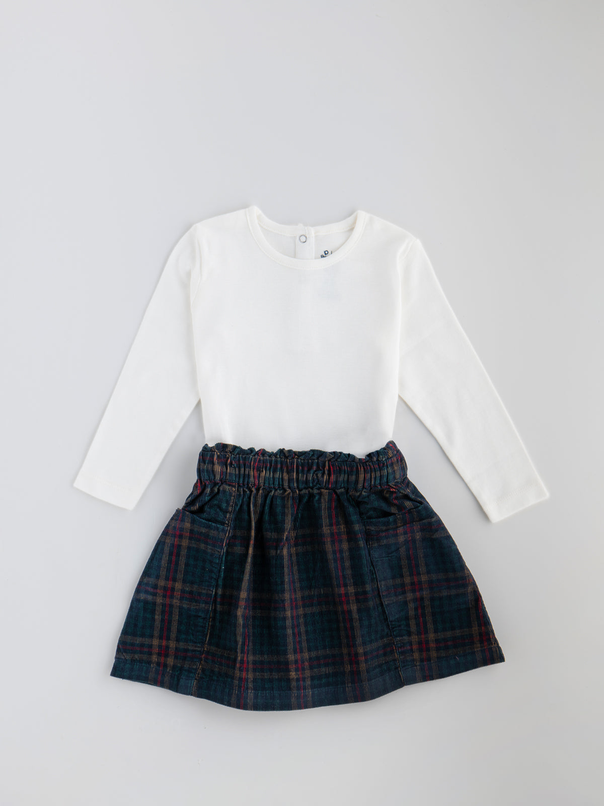 Popees Full Sleeve Top & Check Skirt Set (1-6 Years) for Girls - Image 1