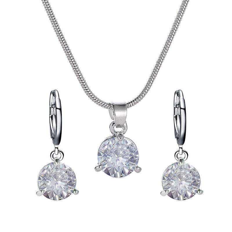 Jazz And Sizzle Rhodium Plated & American Diamond-Studded Pendent Set with Hoop Earrings