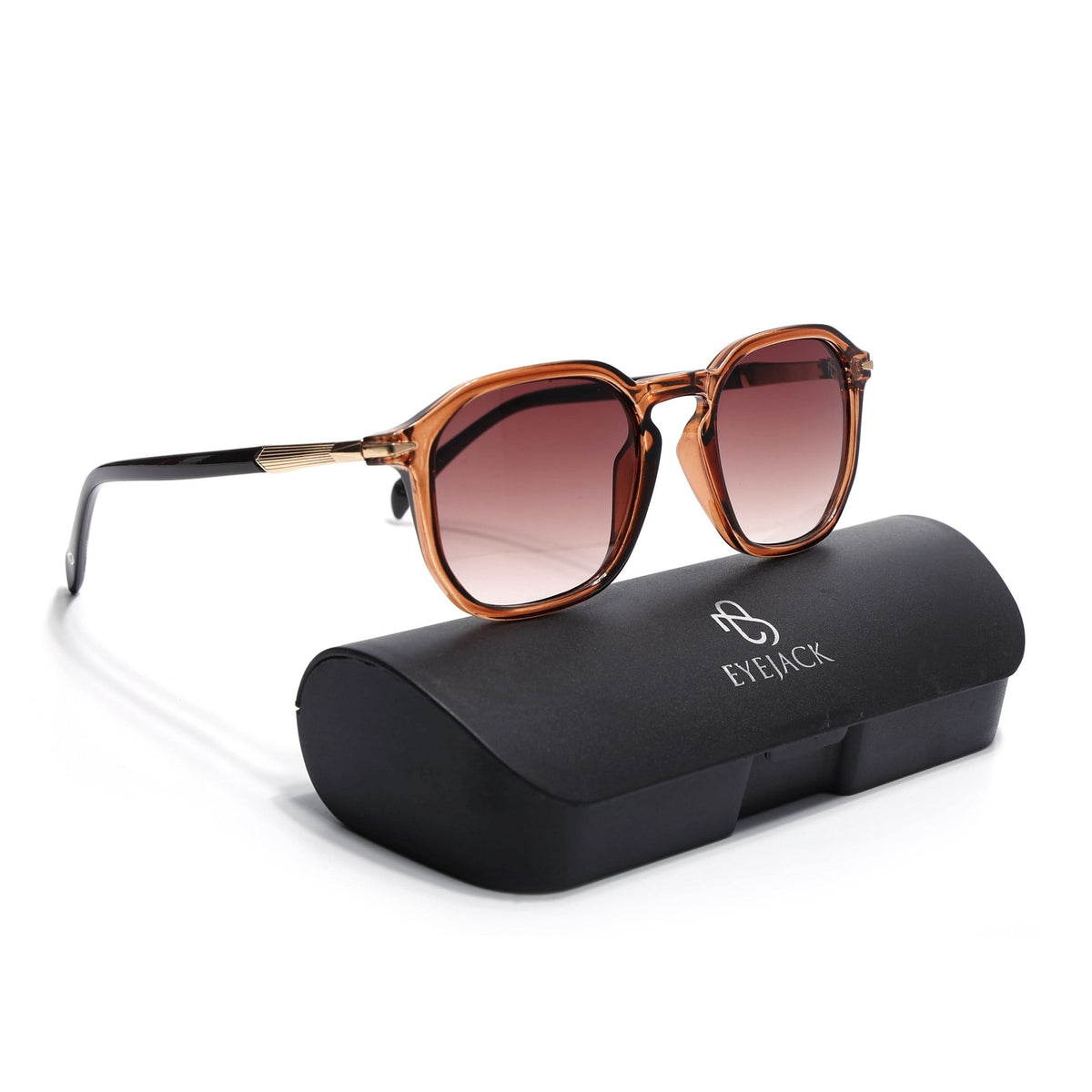 Eyejack Transparent Brown Square Sunglasses for Men and Women - view 8