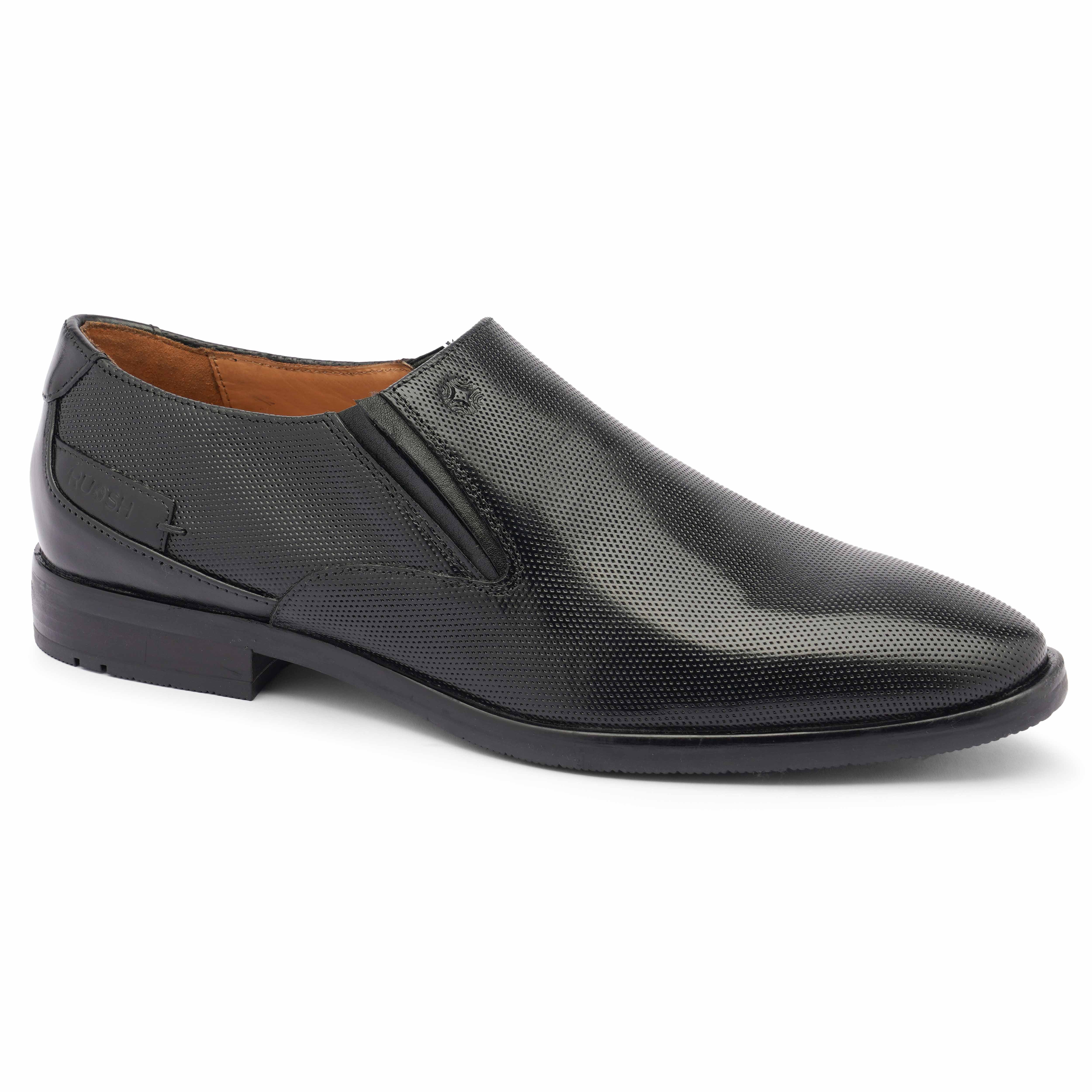 The Newyork Ruosh Men Black Formal Slip-On