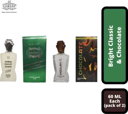 Gimani Bright Classic and Chocolate Perfume 60ml each (pack of 2, 120ml)